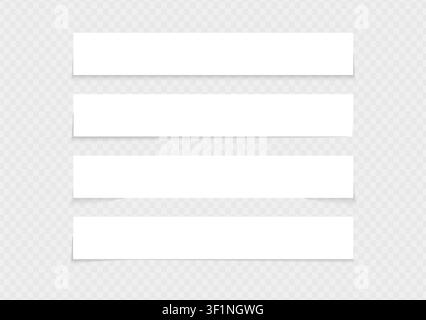 Shadow vector rectangle paper divider. Strips lines paper notes with realistic overlay effect. 3d page frame for text or title. Stock Vector