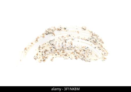 Creamy truffle sauce smear isolated, tuber melanosporum mushroom pasta, truffle cheese sauce, mayonnaise on white background, copy space template Stock Photo