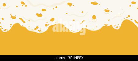 Lush beer foam with bubbles. Vector illustration. Seamless pattern, foam and beer pattern. For postcards, labels, beer festival and octoberfest Stock Vector