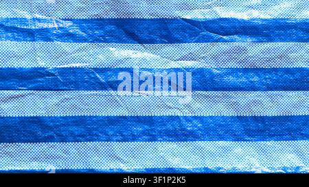 Blue and White Striped Texture of a Plastic Tarpaulin Background Stock Photo