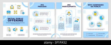 Initial public offering blue brochure layout Stock Vector