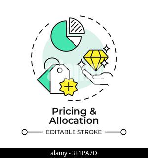 Pricing and allocation multi color concept icon Stock Vector