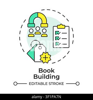 Book building multi color concept icon Stock Vector