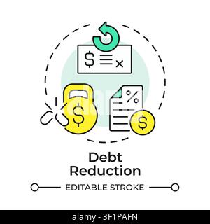 Debt reduction multi color concept icon Stock Vector