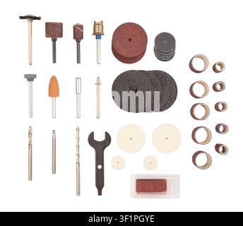 multitool bits set path isolated on white top view Stock Photo