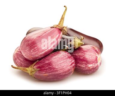 aubergine eggplant mix path isolated on white Stock Photo
