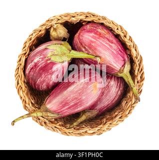aubergine eggplant path isolated on white top view Stock Photo