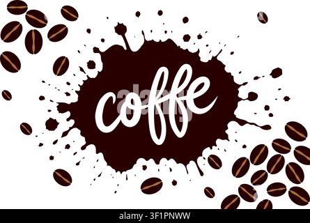 Coffee Beans Background – Fresh Roasted Coffee Pattern, Flat Vector Illustration Stock Vector