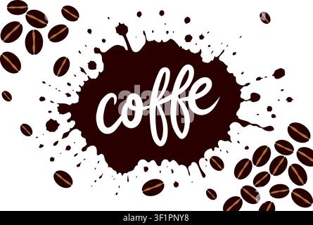 Coffee Beans Background – Fresh Roasted Coffee Pattern, Flat Vector Illustration Stock Vector