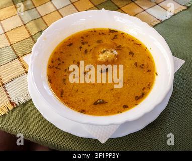 Rich dumpling soup, nyirsegi gombocleves, Budapest, Hungary Stock Photo