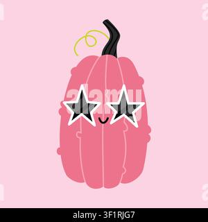 Cute pink pumpkin in star sunglasses vector Stock Vector