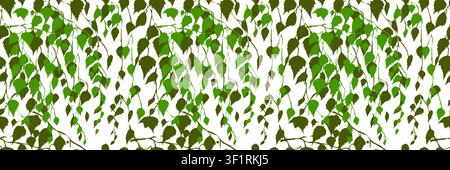 Birch seamless pattern. Hand drawn. Not AI, vector illustration. Stock Vector