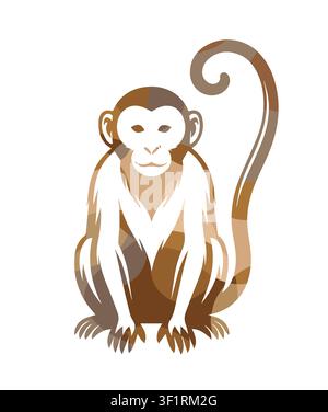 Happy New year of the monkey 2028 greeting card for the Year of the brown monkey according to the Chinese calendar. Hand drawn. Not AI, vector Stock Vector