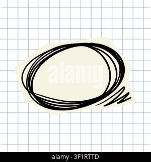 Hand drawn scribble circle frame on grid paper  Stock Vector