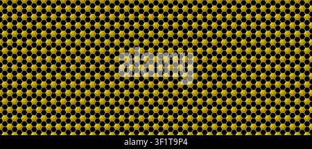 Seamless soccer ball pattern in yellow and black colors. Football game hexagon texture background. Ball hexagonal pattern. Mosaic geometric design bg. Stock Vector