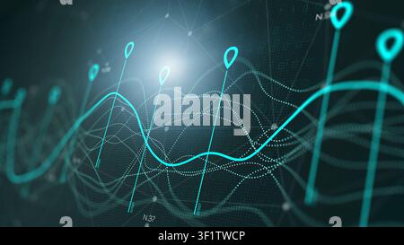 Stock exchange trading chart shows data trends over time for market analysis Stock Photo
