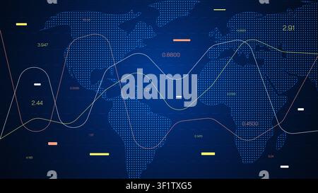 Stock exchange trading chart graph shows data across the world for various markets Stock Photo