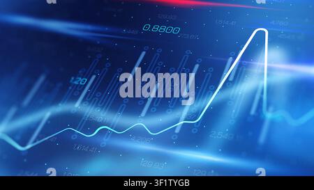 Stock exchange trading chart shows fluctuations in market data over time Stock Photo