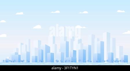 Urban set silhouette landscape. Abstract horizontal banner, background cityscape. Panorama in frat style, header images for web. City buildings of Stock Vector