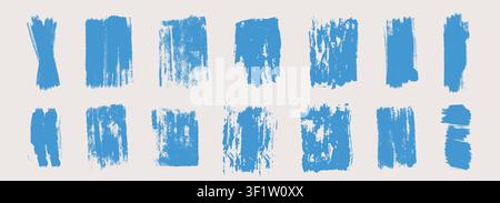 Linocut print with grunge ink texture and rough roller marks creates an authentic printmaking frame. Set vintage rectangle borders. Wide stripes rough textures. Vector illustration Stock Vector