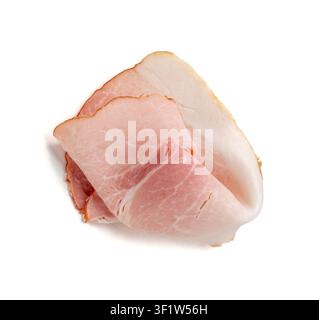 Baked Pork Slices Isolated, Roasted Sliced Loin, Tenderloin Ham Pieces, Boiled Meat Fillet Thin Cuts on White Background Stock Photo