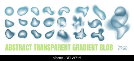 Vector Abstract Transparent Blob Graphic. Gradient Organic Shape. Distorted Liquid Drop Element. Stock Vector