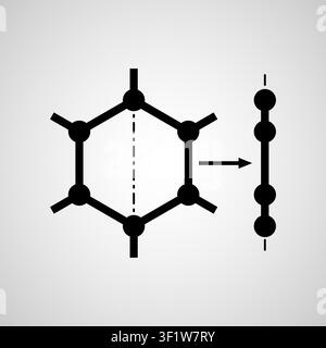 Graphene icon - carbon consisting of single atoms layer arranged in two-dimensional honeycomb lattice - flat isolated vector pictogram Stock Vector