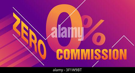 0 percents banner - zero commission special offer layout template with 3D abstract elements on bright background - vector promo limited offers flyer Stock Vector