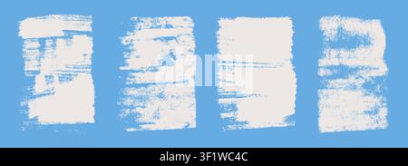 Linocut print with grunge ink texture and rough roller marks creates an authentic printmaking frame. Set vintage rectangle borders. Wide stripes rough textures. Vector illustration Stock Vector