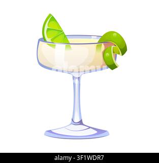 Margarita cocktail glass for party alcohol drink Stock Vector