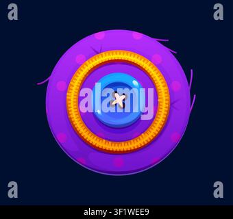 Cartoon patch font motley purple letter O Stock Vector