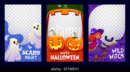 Halloween photo frames social media post templates Stock Vector