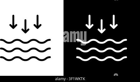 Water Absorption Arrows Line Icon Set. Liquid Penetration, Permeability, And Moisture Absorption Outline Symbol Collection. Material Properties Stock Vector