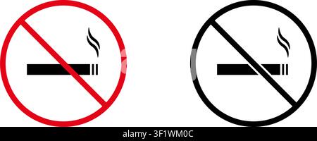 No Smoking Prohibition Sign Icon Set. Forbidden Smoking Warning And Restriction Symbol Collection. Stop And Ban Notice. Isolated Vector Illustration Stock Vector
