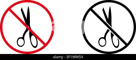 No Scissors Prohibition Sign Icon Set. Forbidden Scissors Warning And Restriction Symbol Collection. Stop And Ban Notice. Isolated Vector Illustration Stock Vector