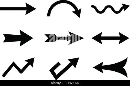 Geometric arrow silhouette set vector illustration graphics Stock Vector