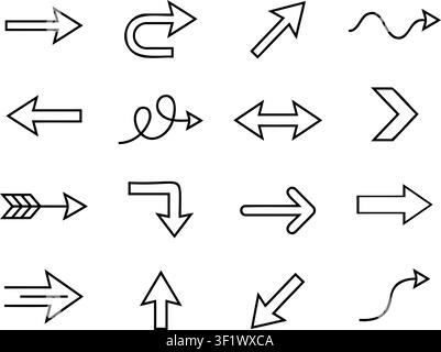 Arrow collection line art vector illustration signs Stock Vector
