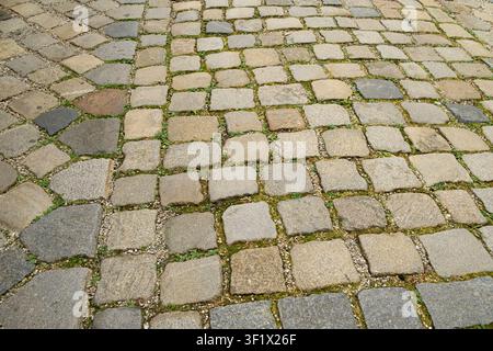 Close-up of traditional European cobblestone pavement texture Stock Photo