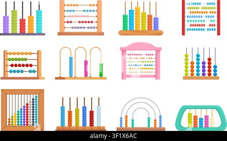 Children colorful abacus. Tools for teaching arithmetic and counting to toddlers. Math accessories for lessons. Brightly colored abacus sapid vector Stock Vector