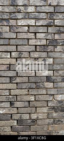 Vertical close up of weathered light brown brick surface with variegated colors Stock Photo