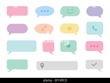 Chat bubble icon set with message boxes, communication symbols and editable speech balloons for messaging apps, social media and user interface design Stock Vector