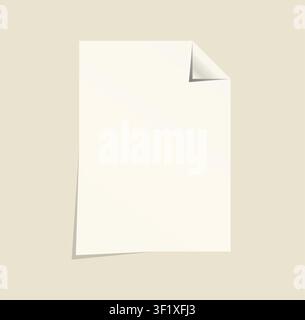 Blank paper sheet template with folded corner, realistic document mockup and clean printable page for stationery and presentation design vector Stock Vector