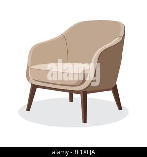 Modern Mid Century Modern Armchair Isolated Vector Illustration for Interior Design Stock Vector