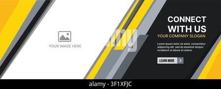 Corporate business banner template with geometric diagonal shapes, modern header layout and editable promotional web design vector Stock Vector