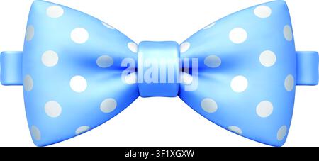 Blue polka dot bow tie isolated on white background. Stylish formal accessory icon for Fathers Day celebrations Stock Vector