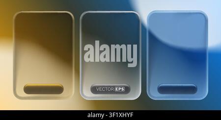 Sleek glassmorphism UI elements with blurred backgrounds. Perfect for modern applications. Modern abstract design template with gradient colors. Vector illustration. Stock Vector