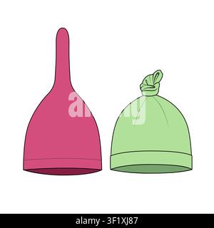 Baby beanie technical illustration vector mockup template. Stock Vector
