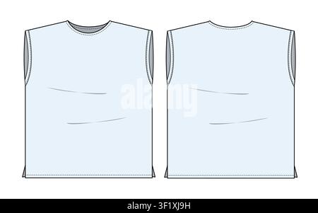 Kaftan tops front and back view mockup template vector design technical illustration. Stock Vector