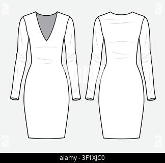 long sleeve dress template twirl mock-up This sewing kit for a midi dress becomes a real eye Dress long technical fashion illustration