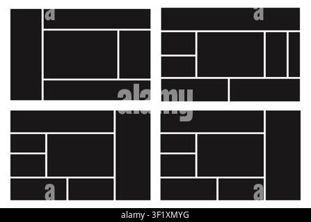 Collection of photo collage layout templates with picture grid frames moodboard set and presentation designs on a clean white background for branding Stock Vector
